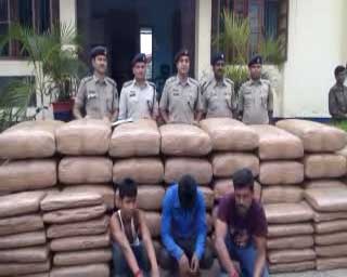 Huge cache of Ganja of worth 1.5 cr. recovered by Bishalgarh Police and 3 arrested.