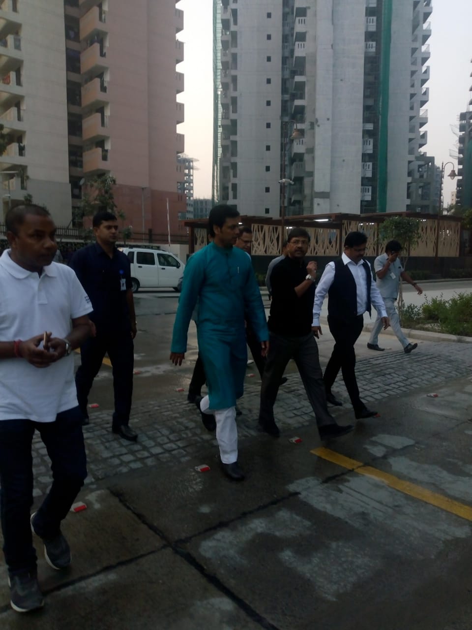 CM Biplab Deb visiting East Kidwai Nagar Redevelopment Project in New Delhi on Oct 28